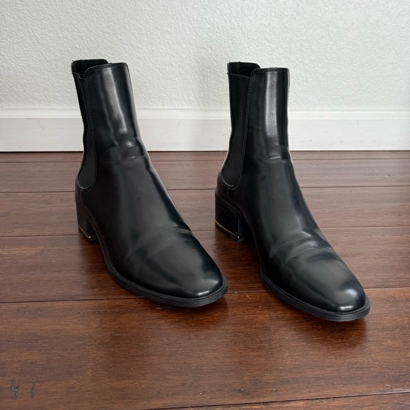 ZARA FLAT ANKLE BOOTS WITH HEEL DETAIL BLACK - Picture 9 of 12